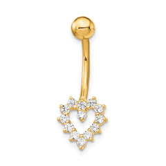 10K Yellow Gold Heart Belly Dangle with Clear CZ Elegance