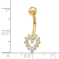 10K Yellow Gold Heart Belly Dangle with Clear CZ Elegance