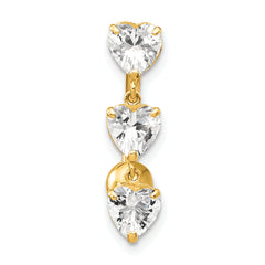 10K Yellow Gold CZ Heart Belly Dangle Elegant Navel Jewelry