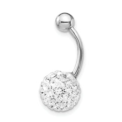 10K White Gold Belly Dangle with Clear Crystal Elegant Design