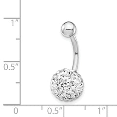 10K White Gold Belly Dangle with Clear Crystal Elegant Design