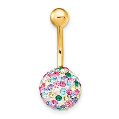 10K Gold Multi-Color Crystal Belly Dangle for Stylish Body Jewelry