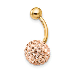 10K Gold Navel Jewelry with Champagne Crystal Elegant Design