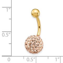 10K Gold Navel Jewelry with Champagne Crystal Elegant Design