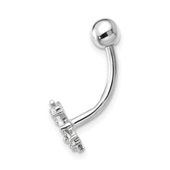 10K White Gold Butterfly Belly Dangle with CZ Stones