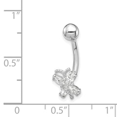 10K White Gold Butterfly Belly Dangle with CZ Stones