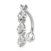 10k White Gold W/Cz Xoxo Belly Dangle