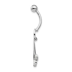 10K White Gold Navel Dangle with Elegant CZ Charms
