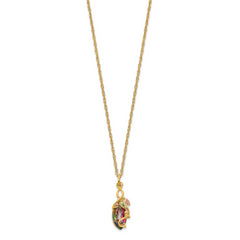 10K Tri-Color Gold Mystic Topaz Necklace with Elegant Pendant
