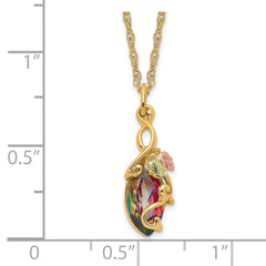 10K Tri-Color Gold Mystic Topaz Necklace with Elegant Pendant