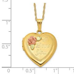 10K Gold Tri-Color Locket Necklace with 12K Accents Holds Photos