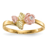 10k Tri-Color Black Hills Gold Diamond Rose Ring