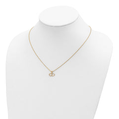 10K Tri-Color Gold Double Heart Necklace with Polished Finish