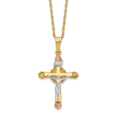 10k & 14k Gold Filled w/ 12k Accents Cross Necklace