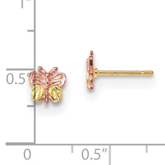 10K Tri-Color Gold Butterfly Earrings with Diamond-Cut Finish by Sophia Jewelers