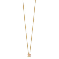 10K Tri-Color Gold Butterfly Necklace with Polished Diamond-Cut Finish