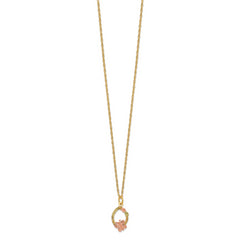 10K Tri-Color Black Hills Gold Butterfly Necklace with Polished Ropa Chain