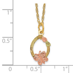 10K Tri-Color Black Hills Gold Butterfly Necklace with Polished Ropa Chain