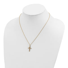 10K Tri-Color Black Hills Gold Cross Necklace with Polished Die-Struck Design