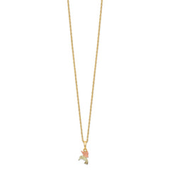 10K Tri-Color Black Hills Gold Hummingbird Necklace Polished Elegant Design