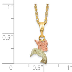10K Tri-Color Black Hills Gold Hummingbird Necklace Polished Elegant Design