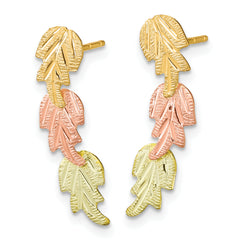 10K Tri-Color Black Hills Gold Drop Earrings with Polished Diamond-Cut Finish
