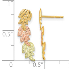 10K Tri-Color Black Hills Gold Drop Earrings with Polished Diamond-Cut Finish