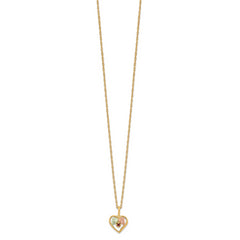 10K Tri-Color Gold Heart Garnet Necklace with Polished Elegant Finish