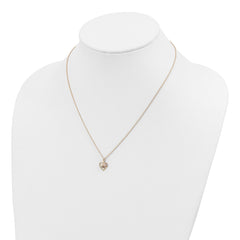 10K Tri-Color Gold Heart Garnet Necklace with Polished Elegant Finish