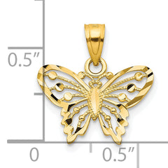 10K Gold Diamond-Cut Butterfly Charm with Polished Solid Design
