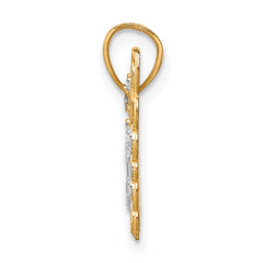 10K Yellow Gold Butterfly Pendant with Rhodium Accents Polished Finish