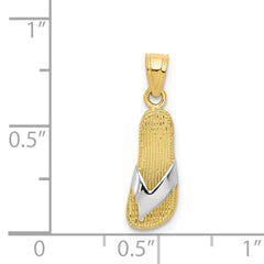 10K Gold & Rhodium Flip Flop Charm with Polished Finish Elegant & Solid Design