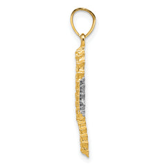 10K Yellow Gold Seahorse Charm with Rhodium Accents Polished Finish