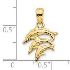 10K Gold Dolphin Charm with Polished Finish, Solid and Casted Design