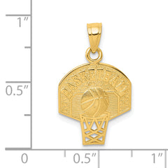 10K Gold Basketball Charm Polished Solid Themed Pendant by Sophia Jewelers