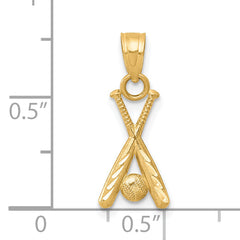 10K Gold Baseball Pendant with Bats Polished, Solid, Themed Charm