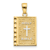 10K w/Rhodium Holy Bible Charm