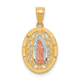 10k Two-tone with White Rhodium Our Lady of Guadalupe Pendant