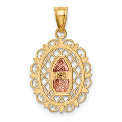 10K Two-Tone Gold Our Lady of Guadalupe Pendant with Rhodium Accents, Polished Finish