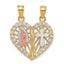Cubic Zirconia Break-Apart Heart Pendant in 10K Two-Tone Gold - Sophia Jewelers