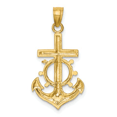 10K Gold Mariner Crucifix Pendant with Polished Finish Solid Design