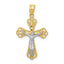 10K w/ Rhodium Filigree Crucifix Pendant