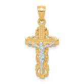 10K w/ Rhodium Crucifix Pendant