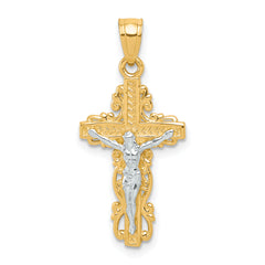 10K w/ Rhodium Crucifix Pendant