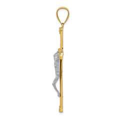 10K Gold Rhodium-Plated Cubic Zirconia Crucifix Pendant Polished & Solid