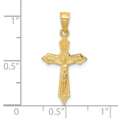 10K Gold Crucifix Pendant with Polished Finish Solid Cast Design