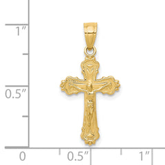 10K Gold Polished Crucifix Pendant Solid Casted Design by Sophia Jewelers