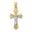 10K w/Rhodium Filigree Crucifix Pendant