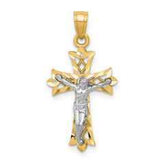 10K w/Rhodium Filigree Crucifix Pendant