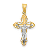 10K w/Rhodium Filigree Crucifix Pendant